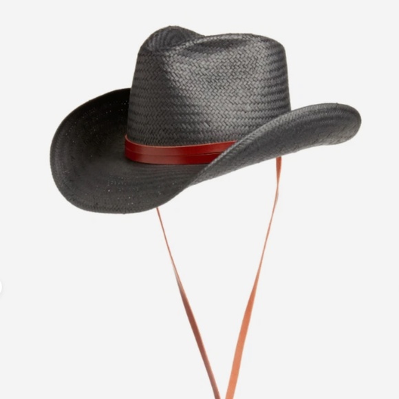 Women\'s Rag & Bone O\'Hara Straw Cowboy Hat - Black Size M 20048
